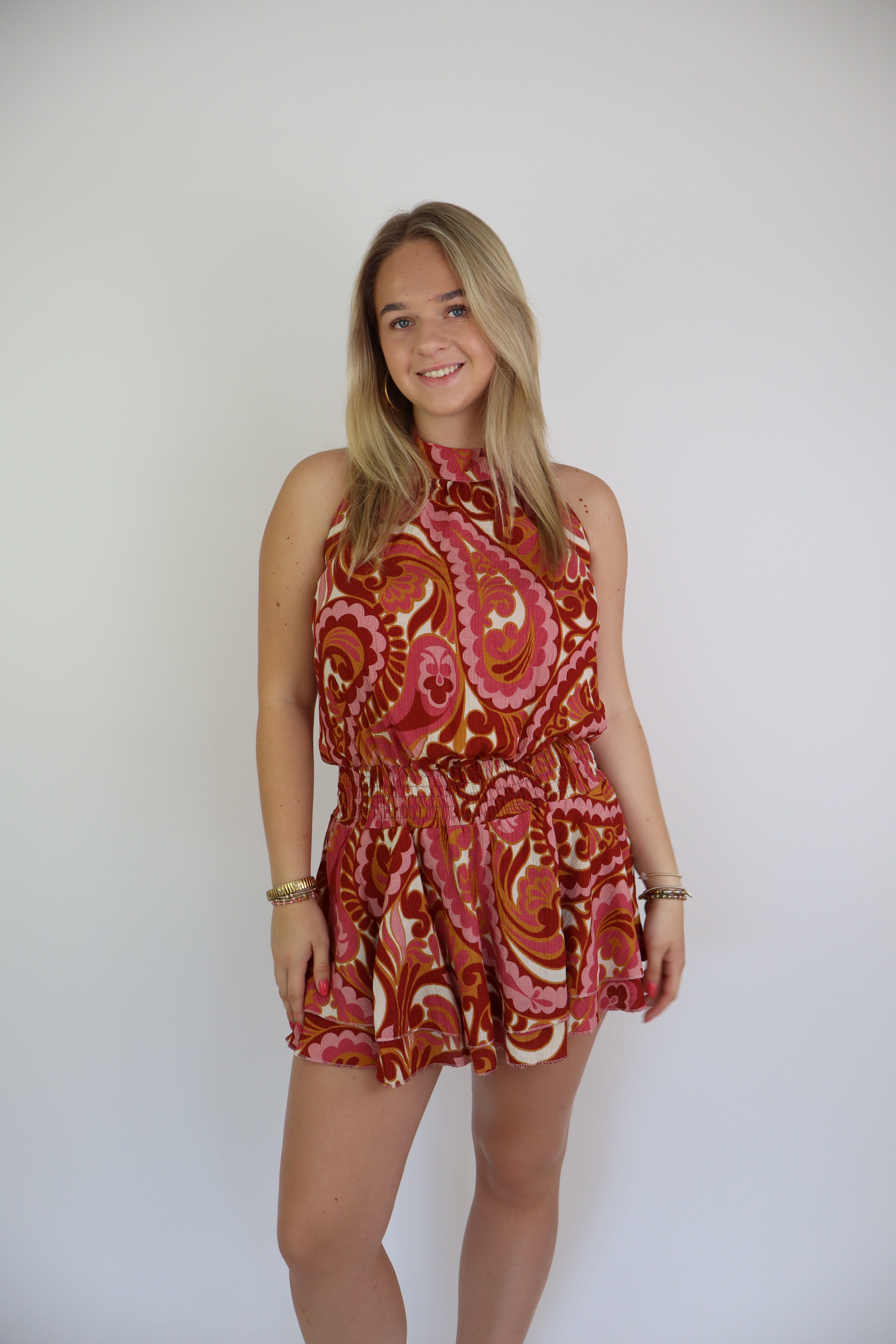 Mara Printed Dress Red