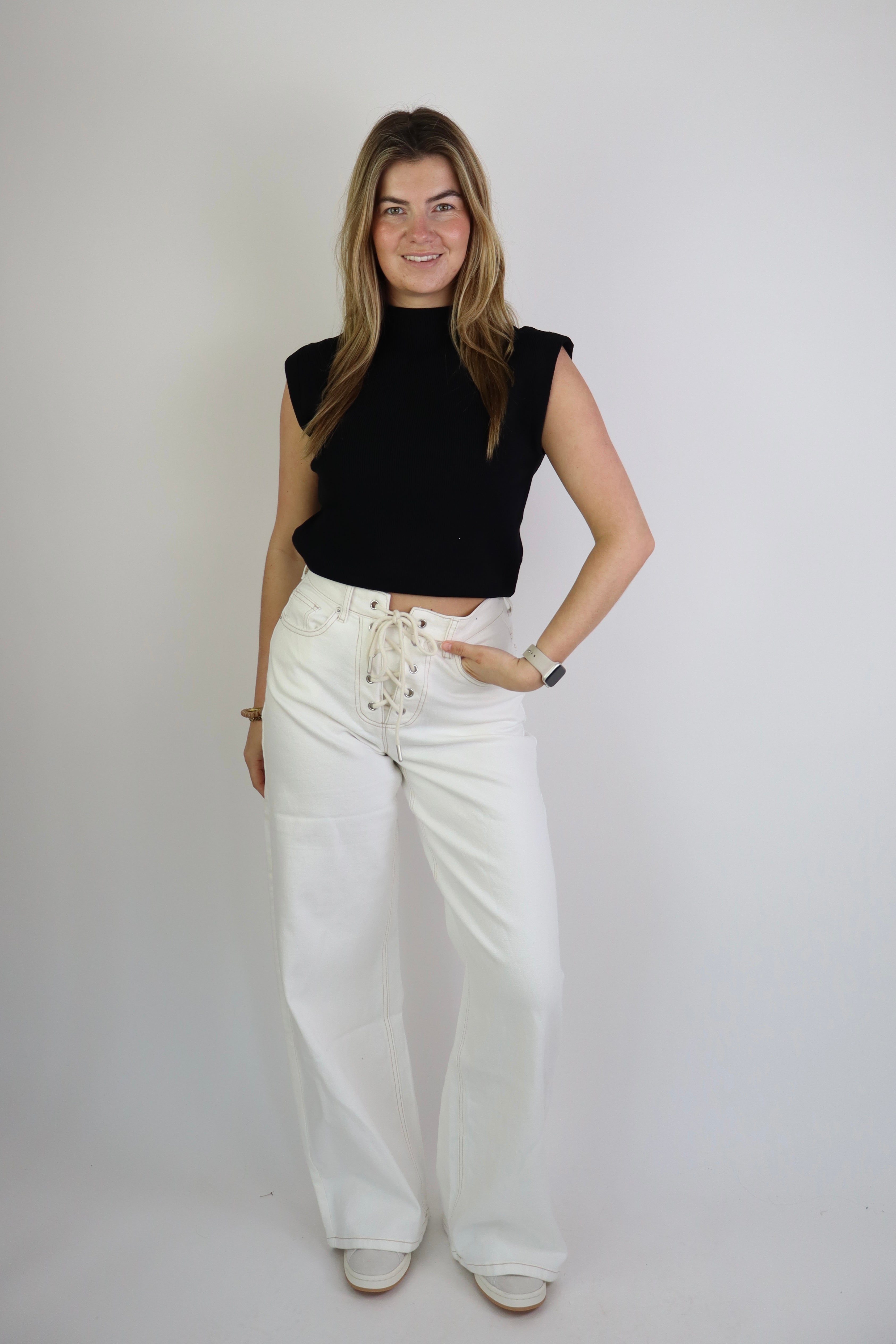 Wide Leg Jeans Rope White