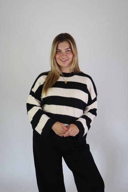 Selina Striped Sweater Black/White