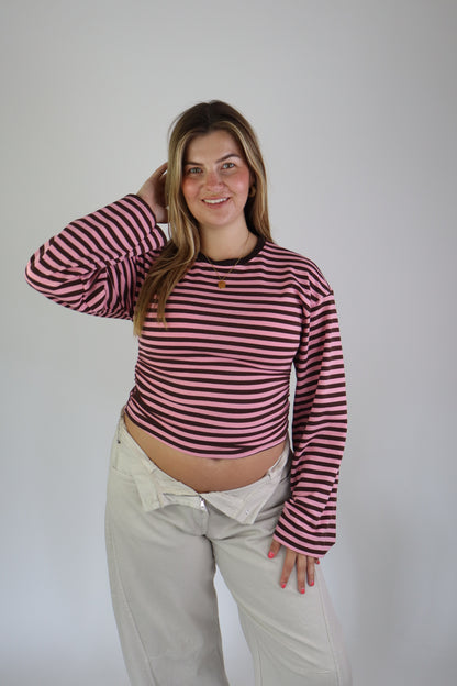 Elaine Striped Top Brown/Pink