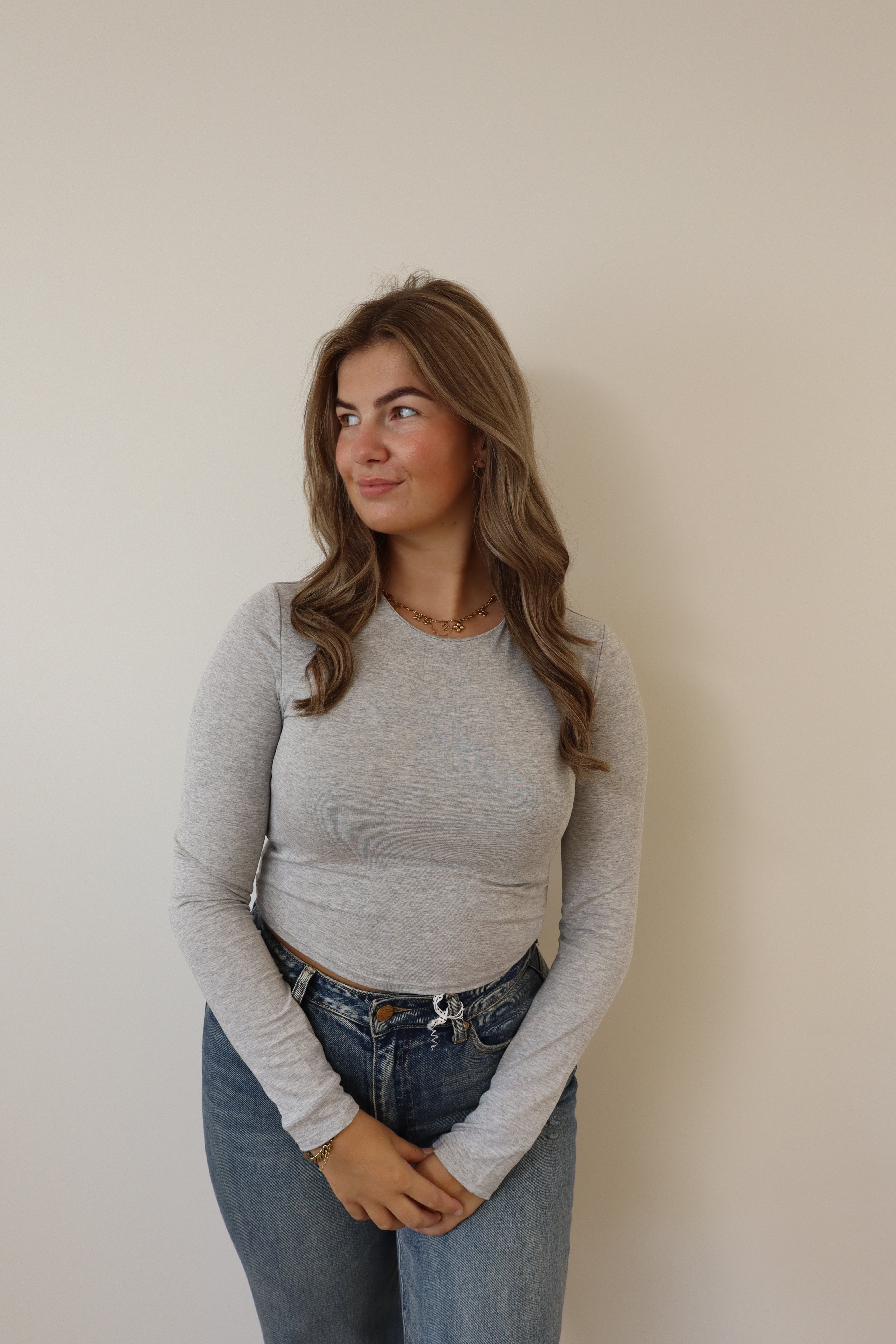 Leela Top Light Grey
