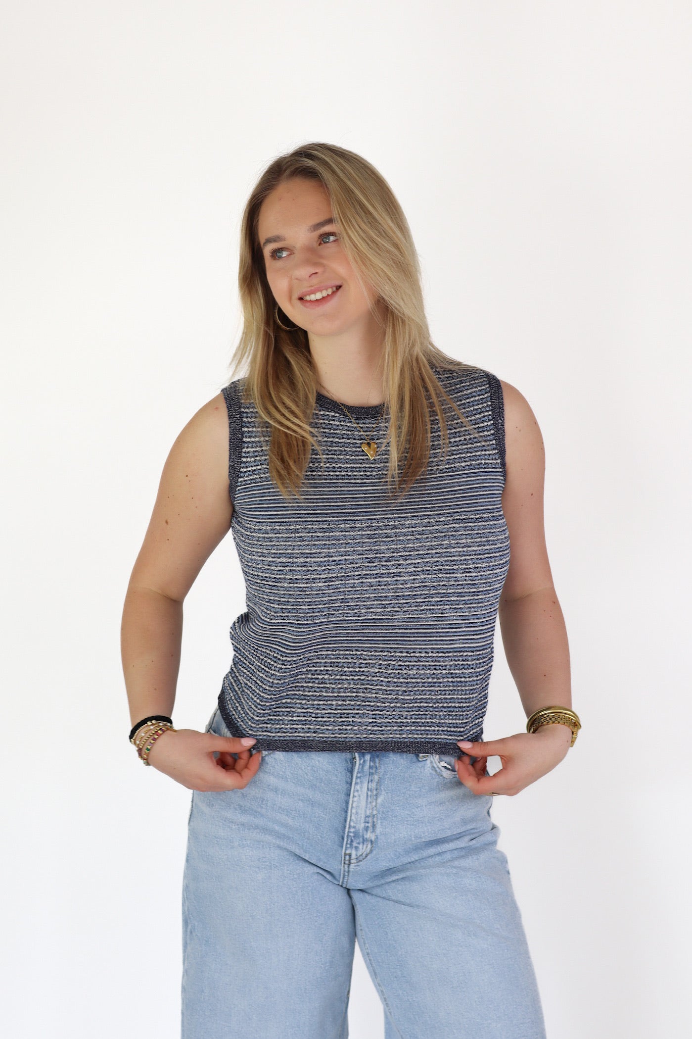 Lurex Glittertop Blauw