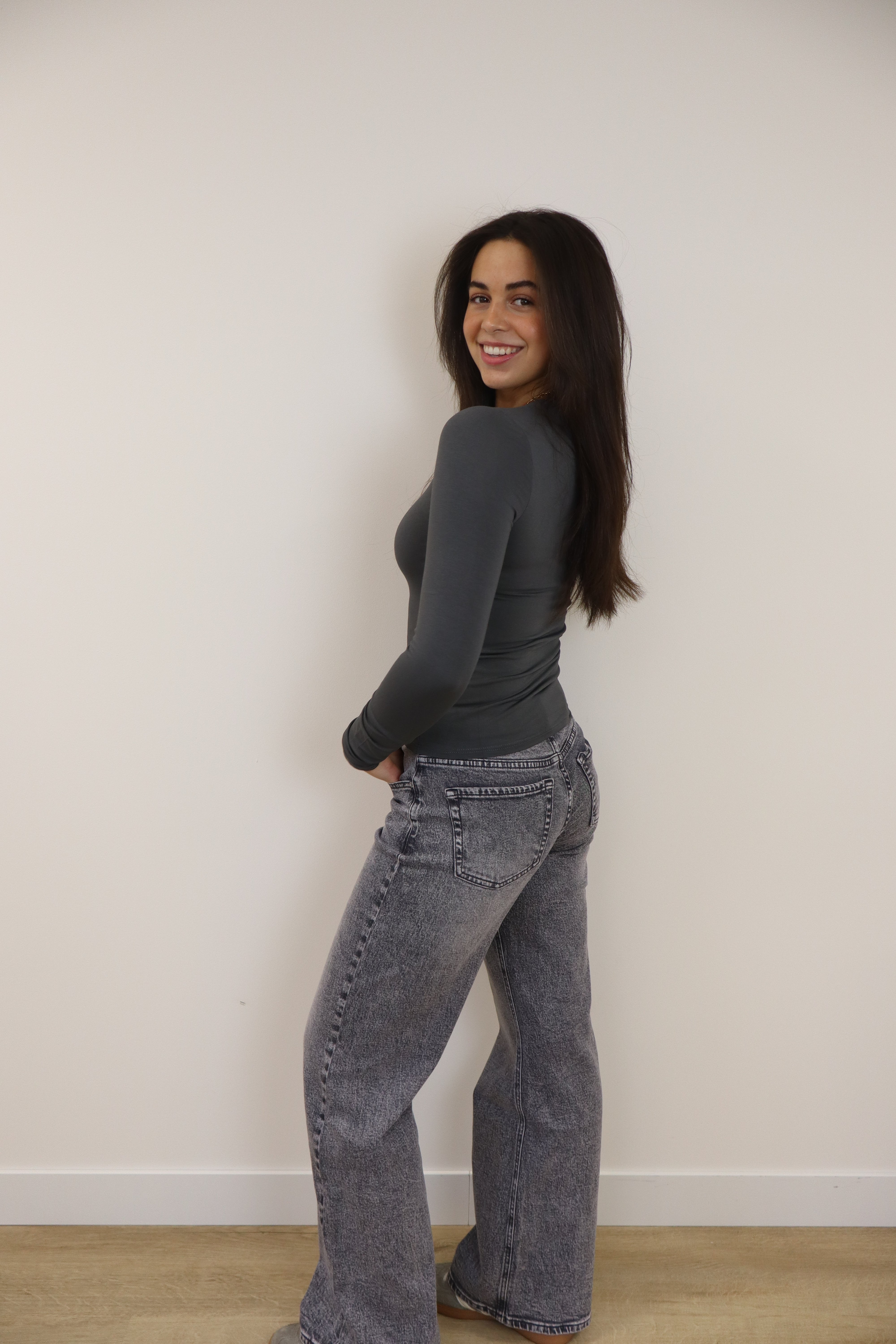 Nina Wide Leg Jeans Grey | W3552-7