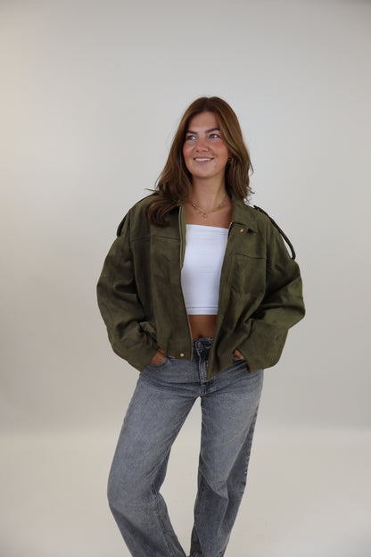Suede Jacket Army Green
