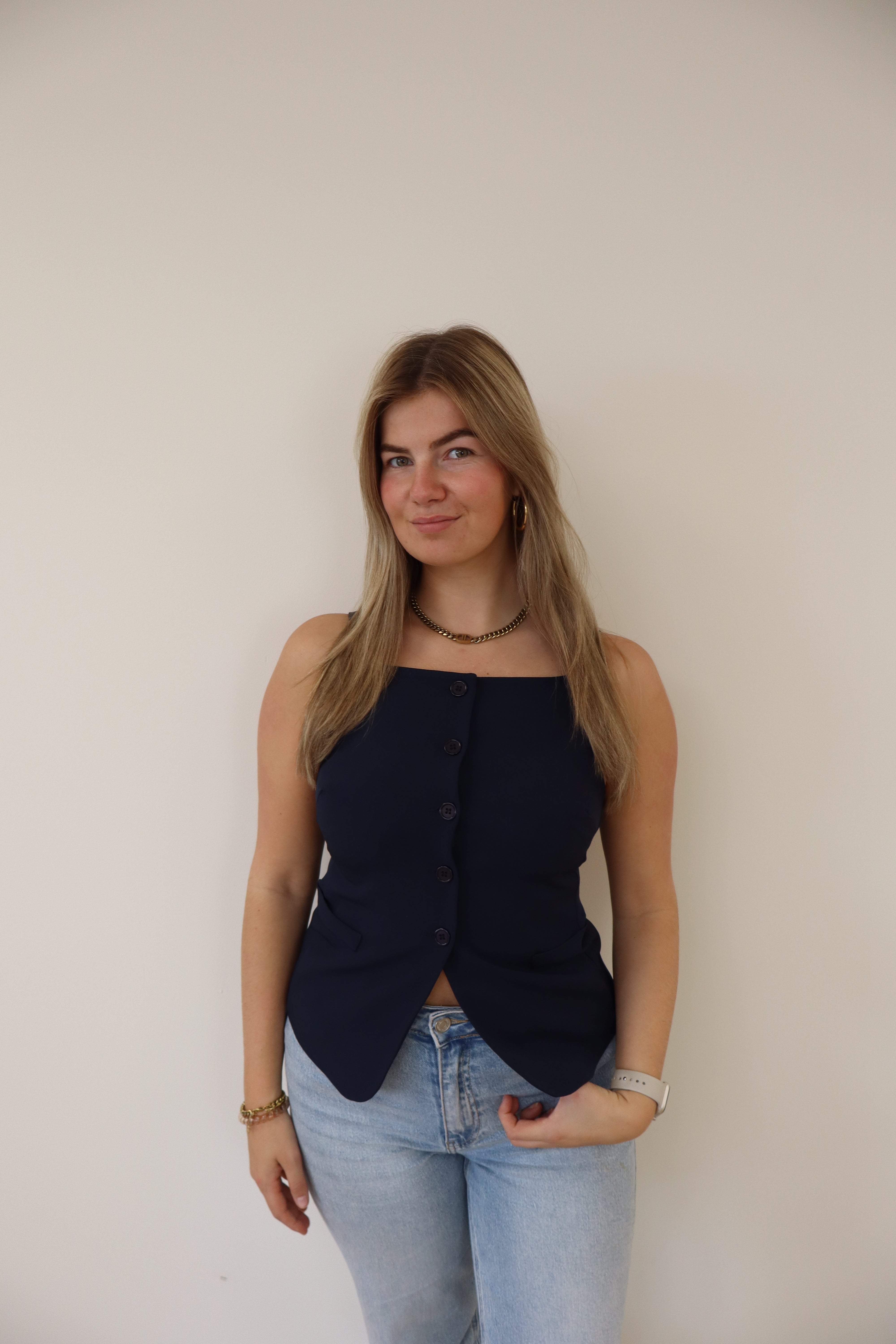 Luca Gilet Top Navy