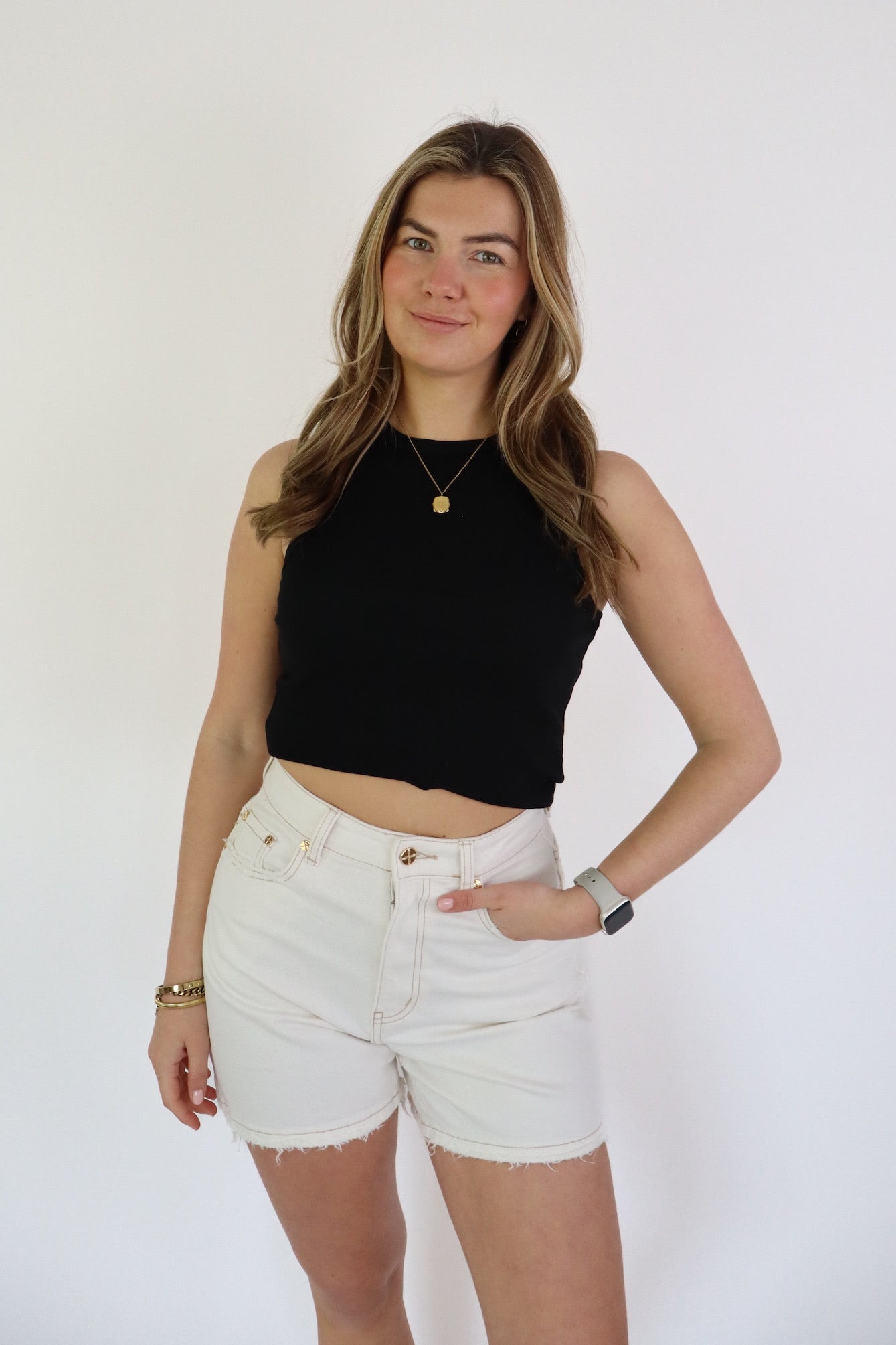 Evi Denim Shorts White W3900-B1