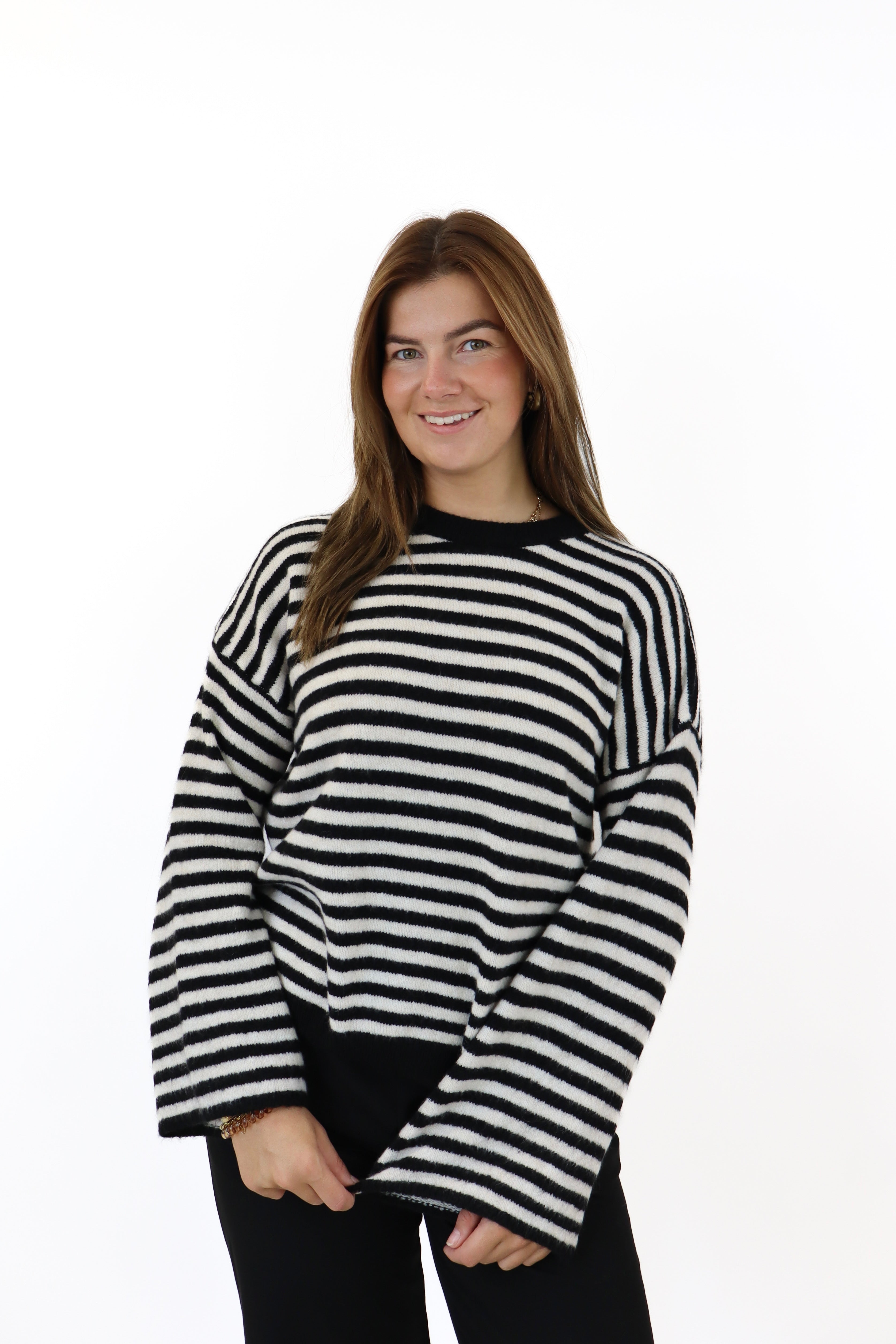 Myrthe Striped Sweater | Black