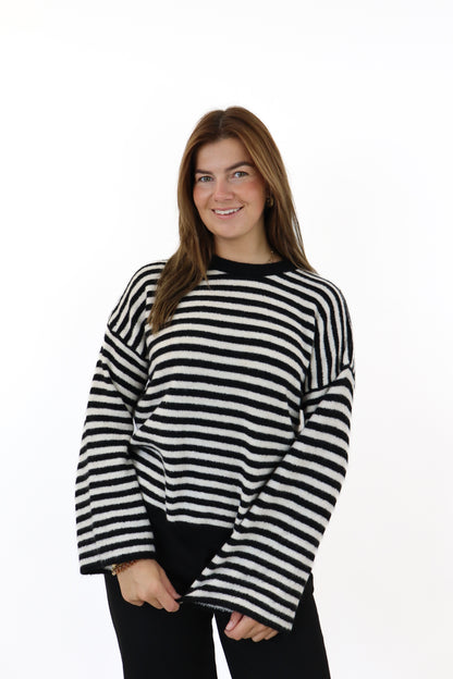 Myrthe Striped Sweater | Black