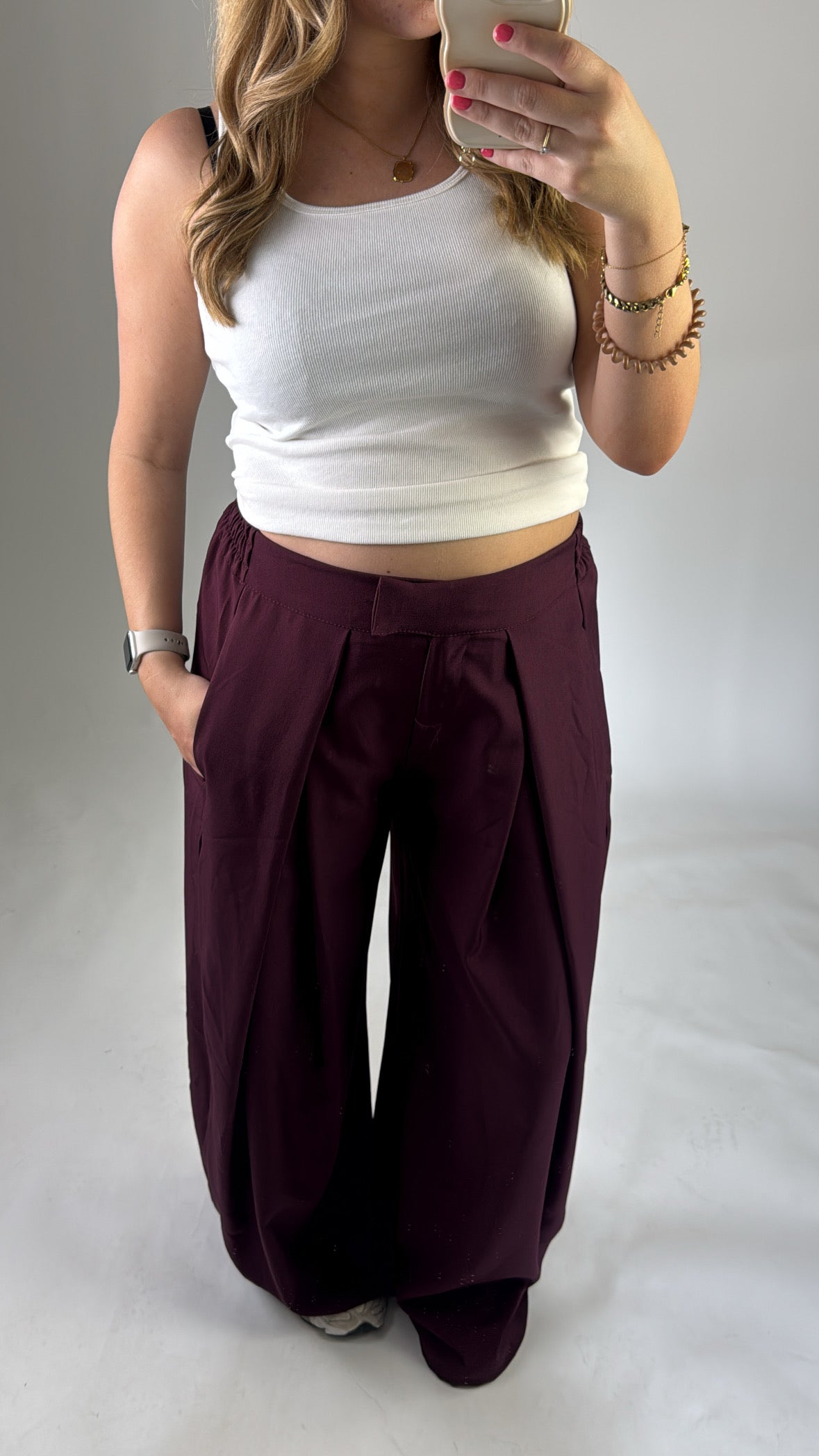 Joënne Baggy Pantalon Bordeaux