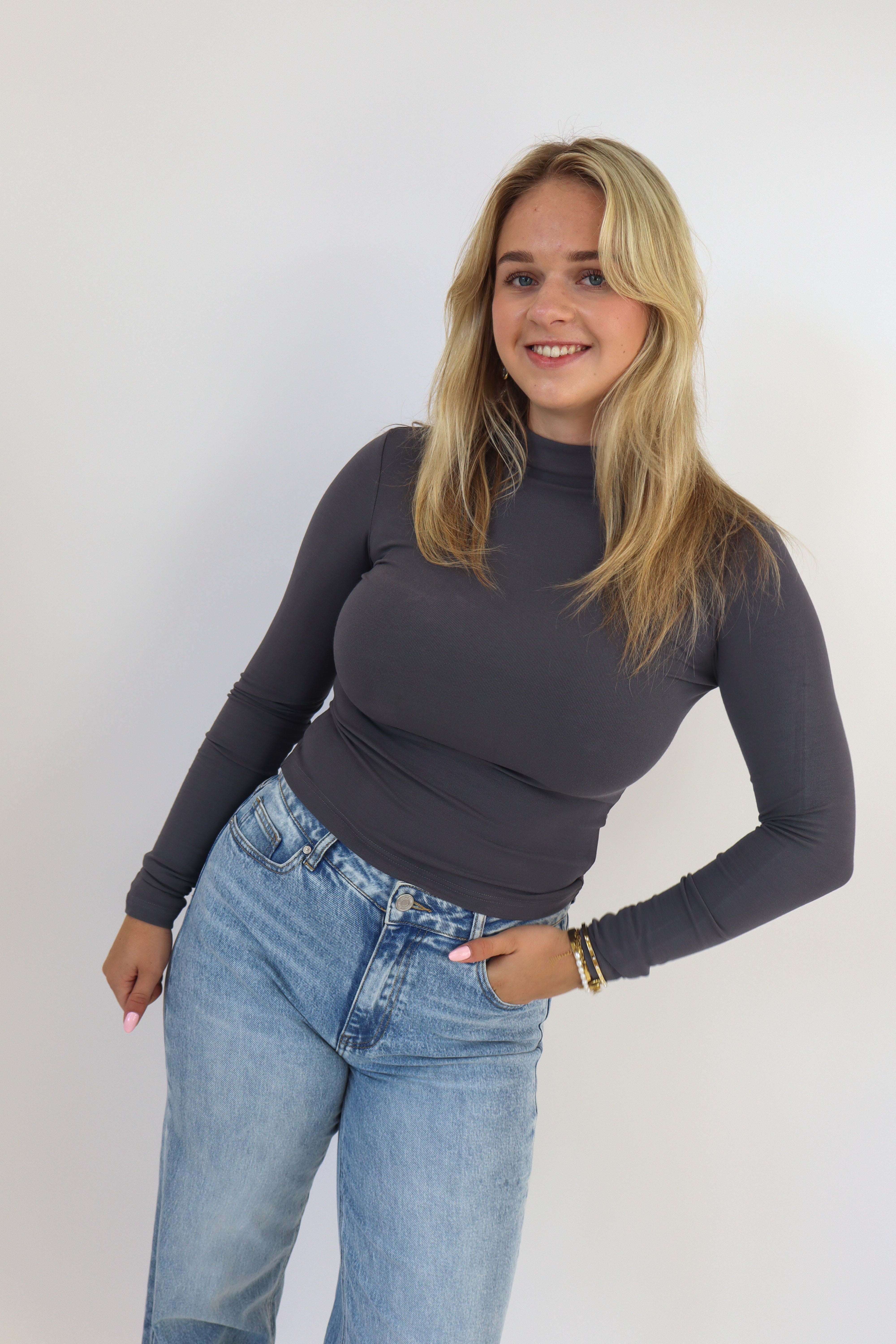 Leanne Long Sleeve Top - Donker grijs