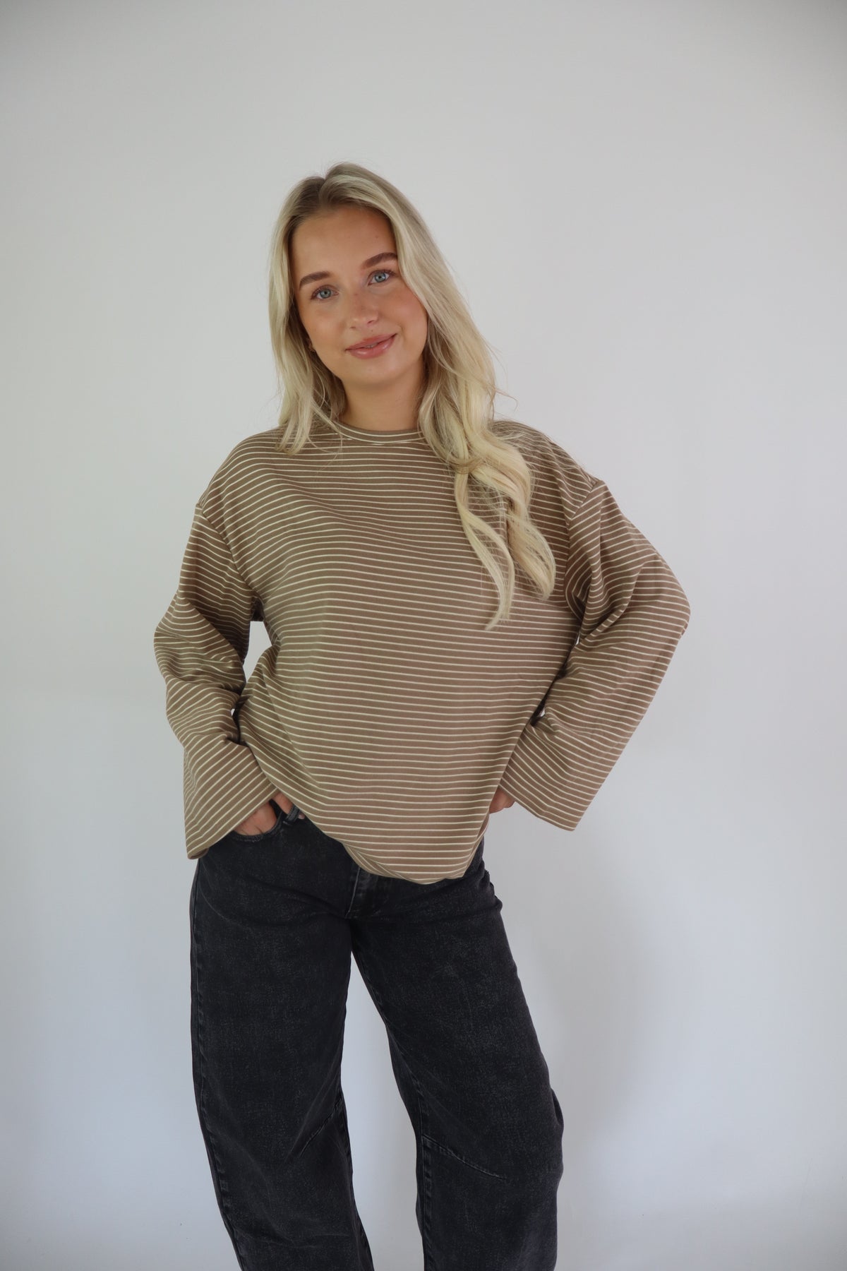 Naomi striped longsleeve taupe