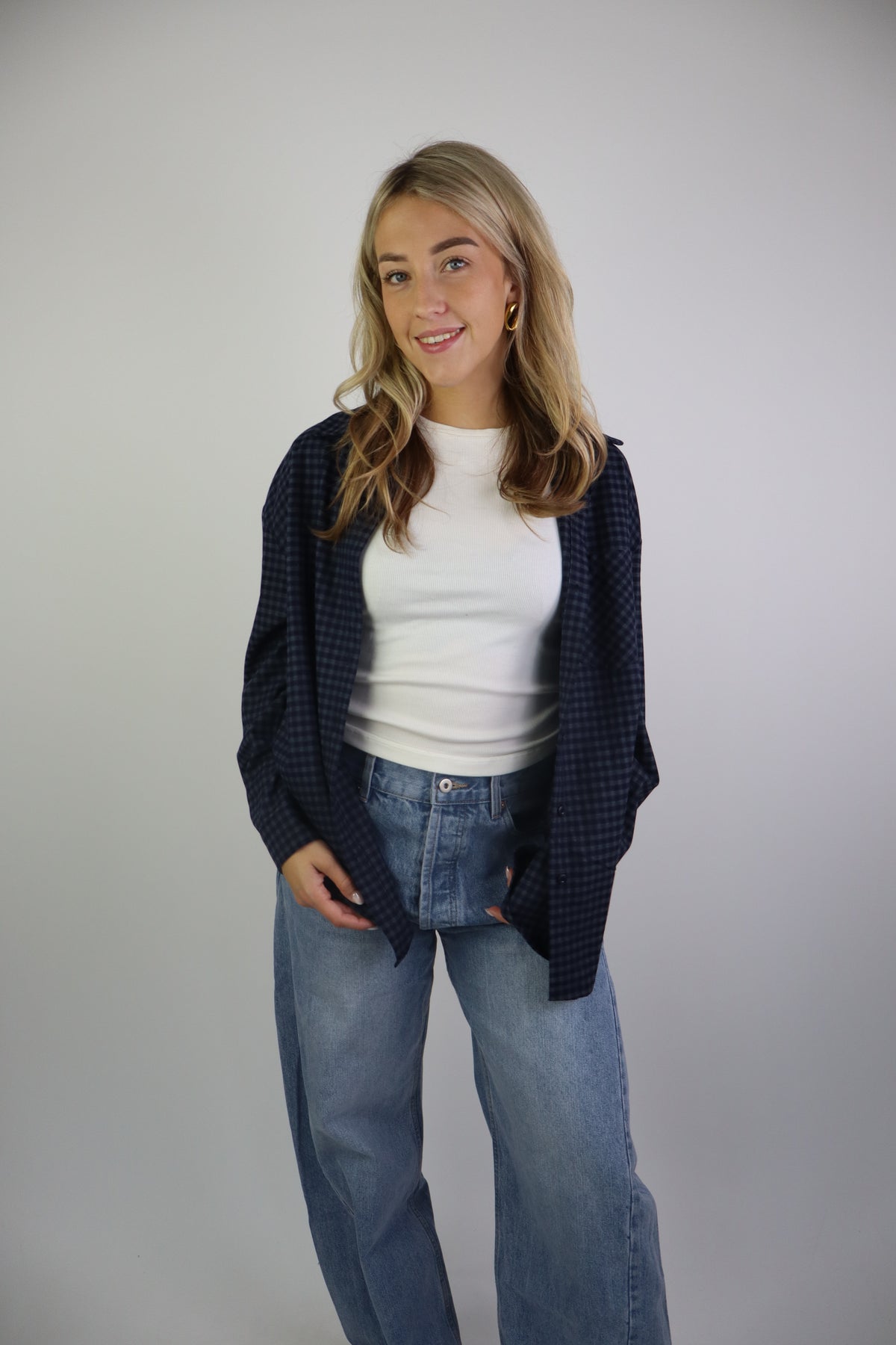 Ruitjes Blouse Ambika Navy