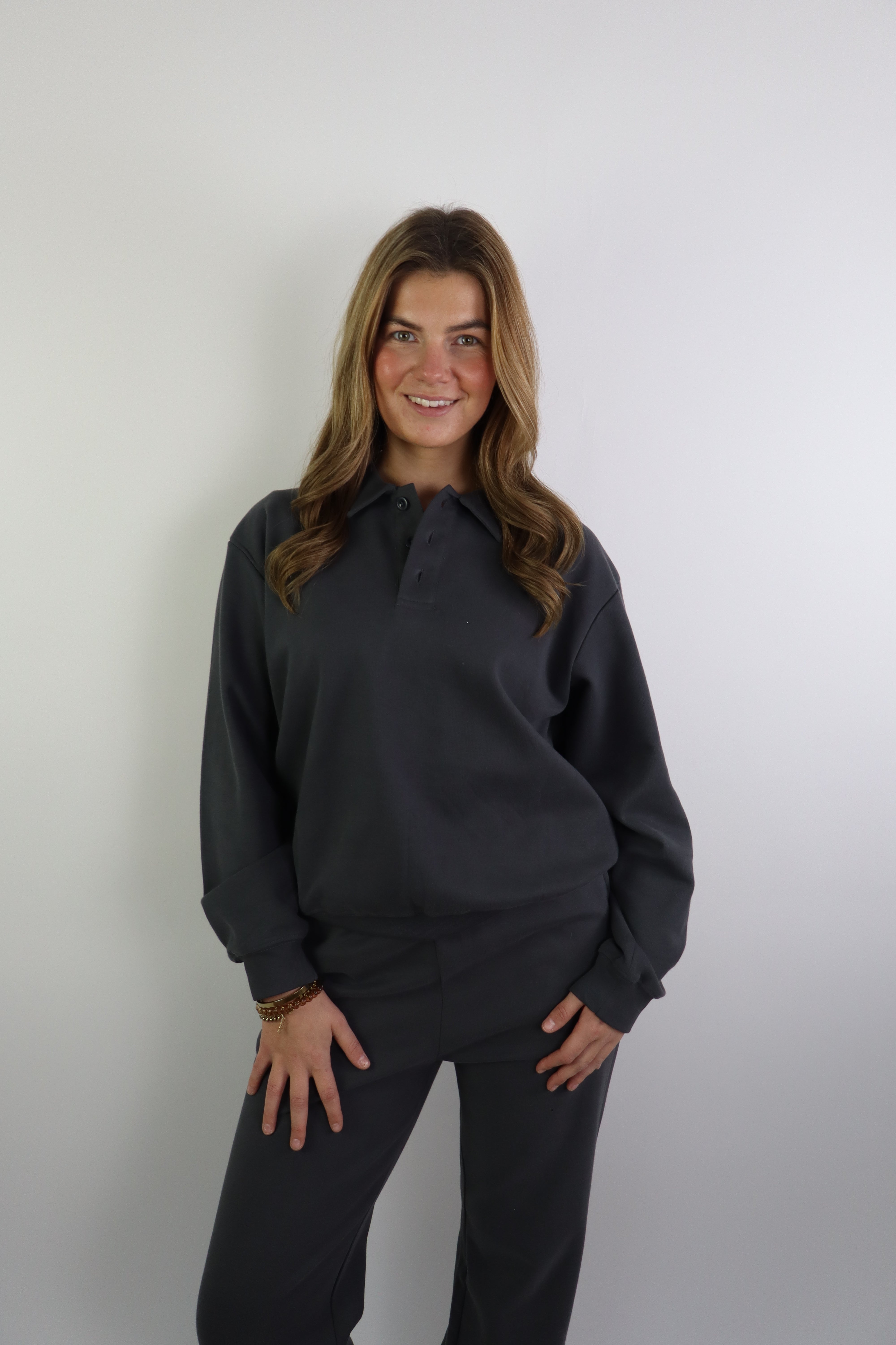 By Kie Basic Polo Sweater Dark Grey