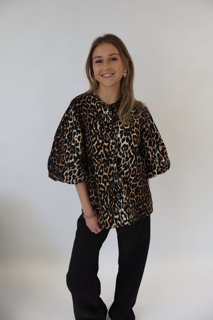 Denim Leopard Top