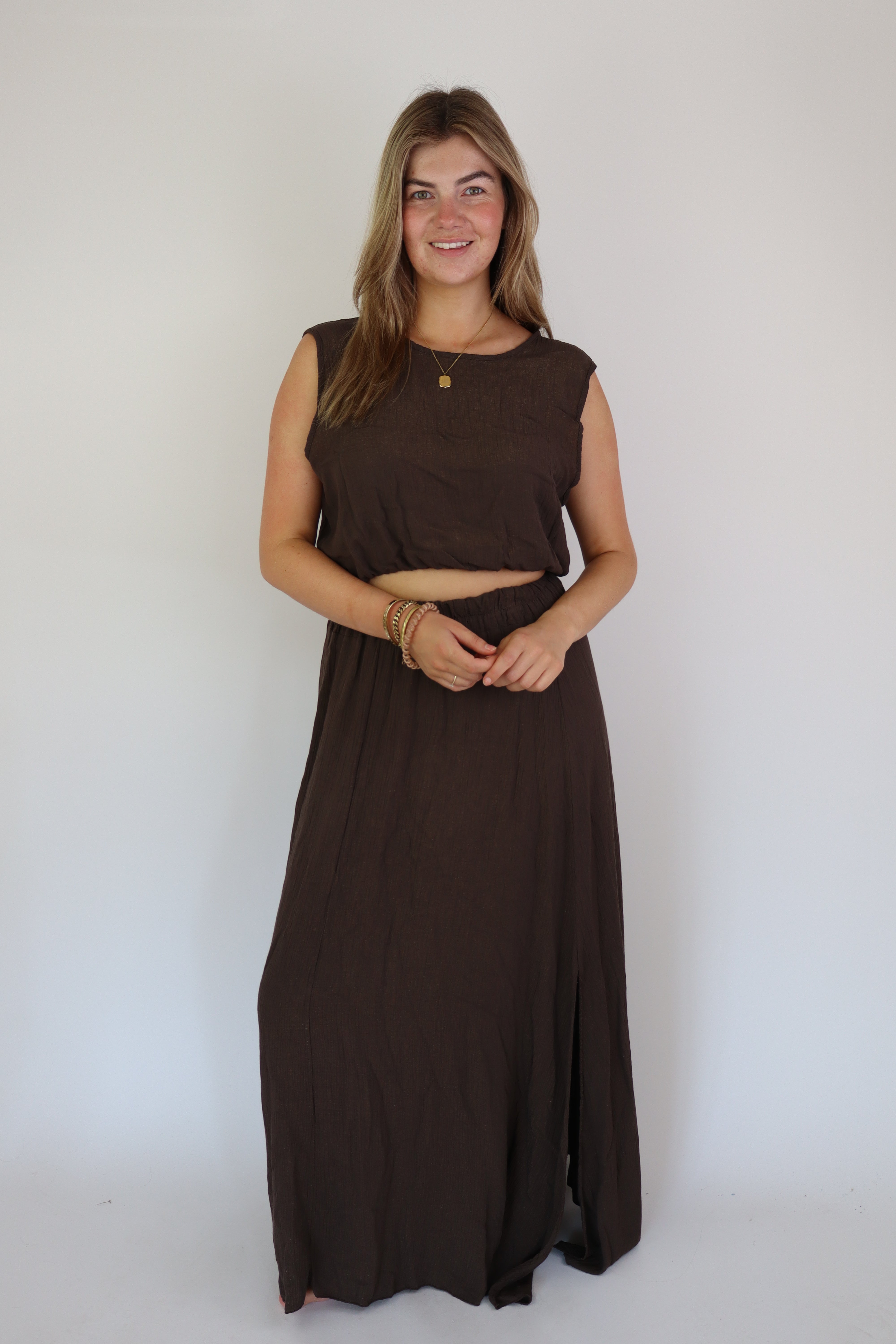 Summer Two Piece Set Brown
