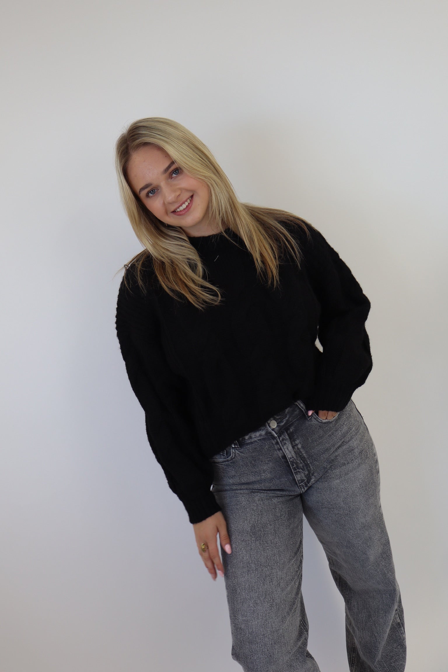Ayanna Cable Sweater - Black