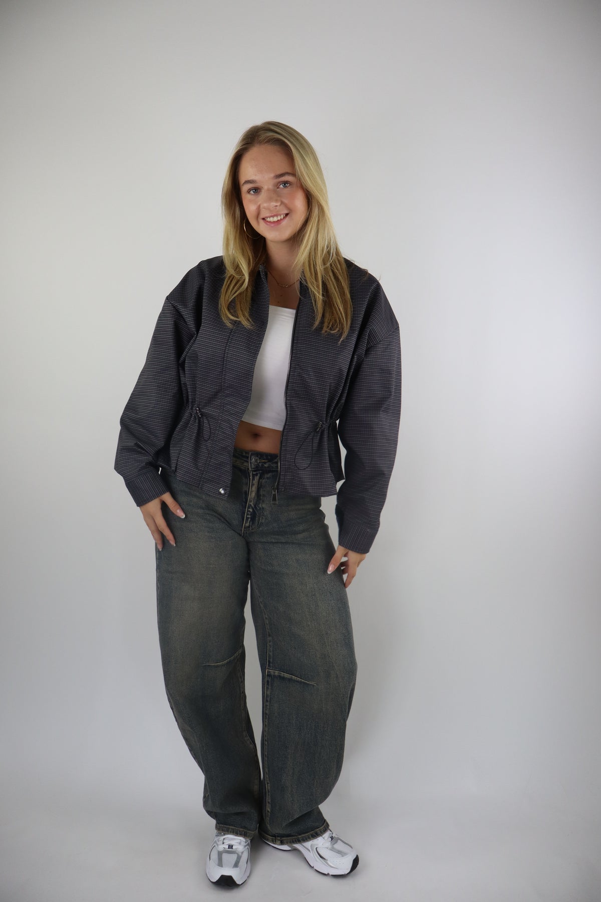 Jolein Dark Washed Barrel Jeans W3717-10