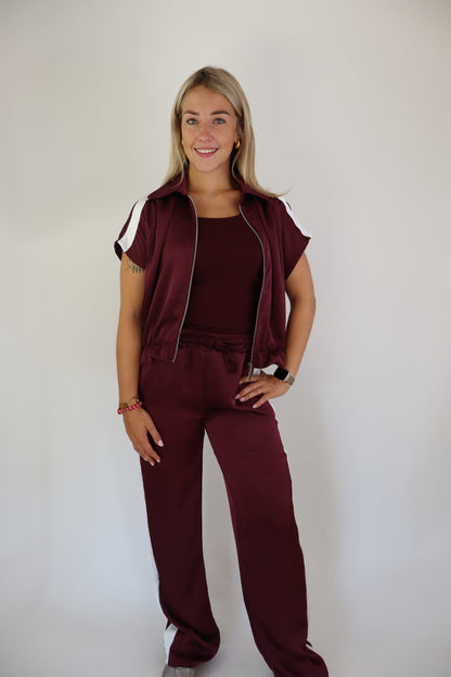 Caitlin Satijnen Gilet Bordeaux