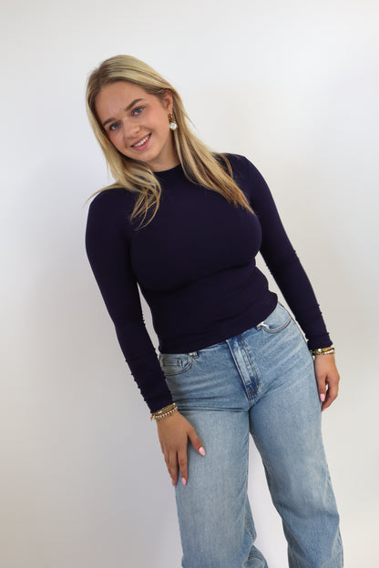 Leanne Long Sleeve Top - Navy