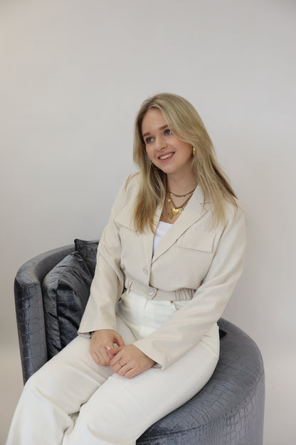 Luna Cropped Blazer Creme