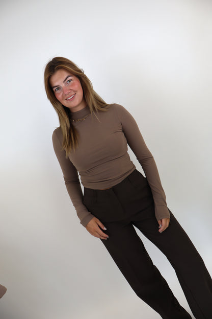 Leanne Long Sleeve Top - Dark Taupe