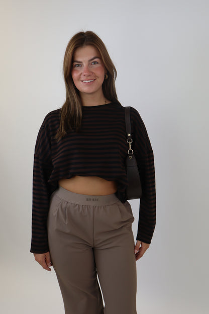 Richelle Striped Top Zwart/Bruin