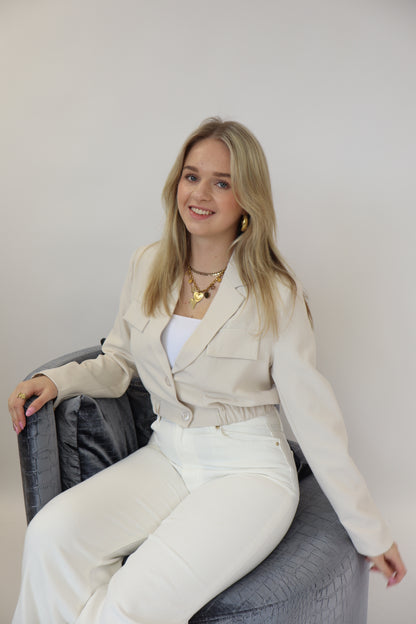 Luna Cropped Blazer Creme