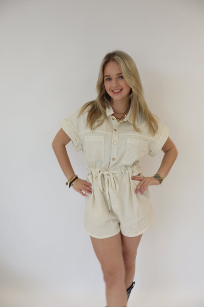 Lisanne Denim Jumpsuit Beige