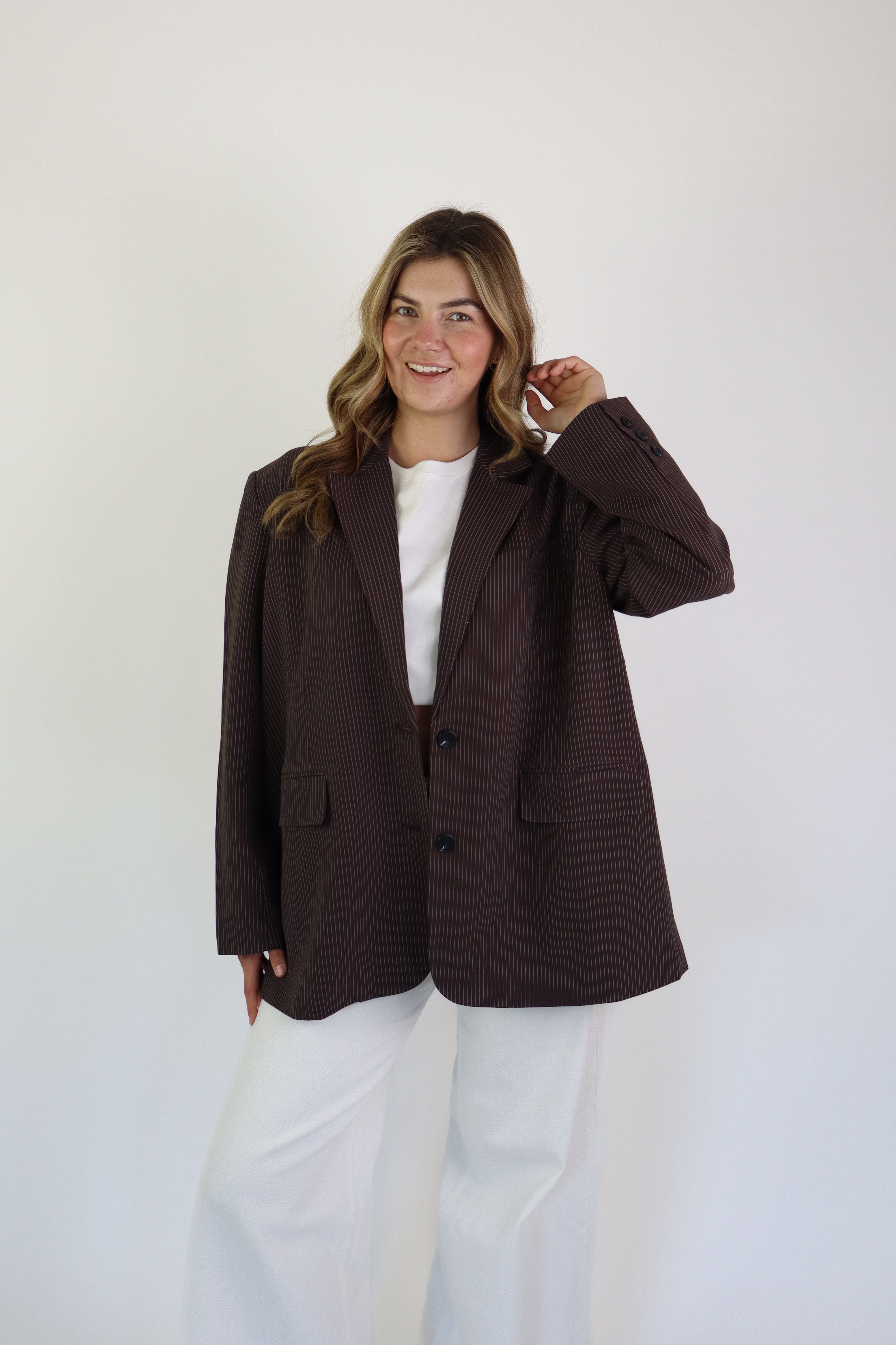 Striped Blazer Brown