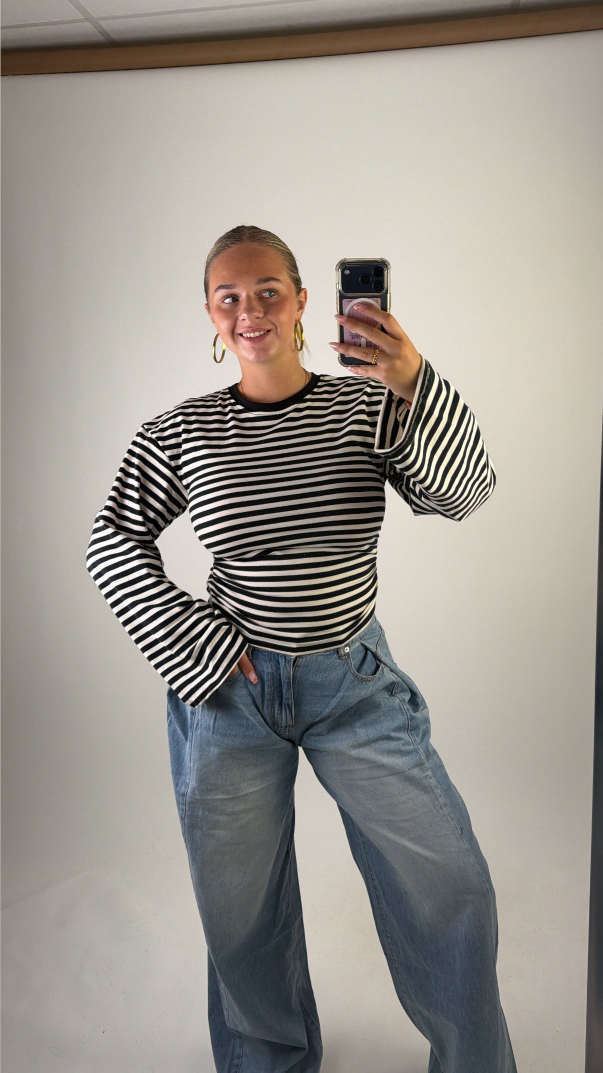 Elaine Striped Top Black/White