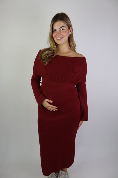 Ceyda Off Shoulder Dress Bordeaux