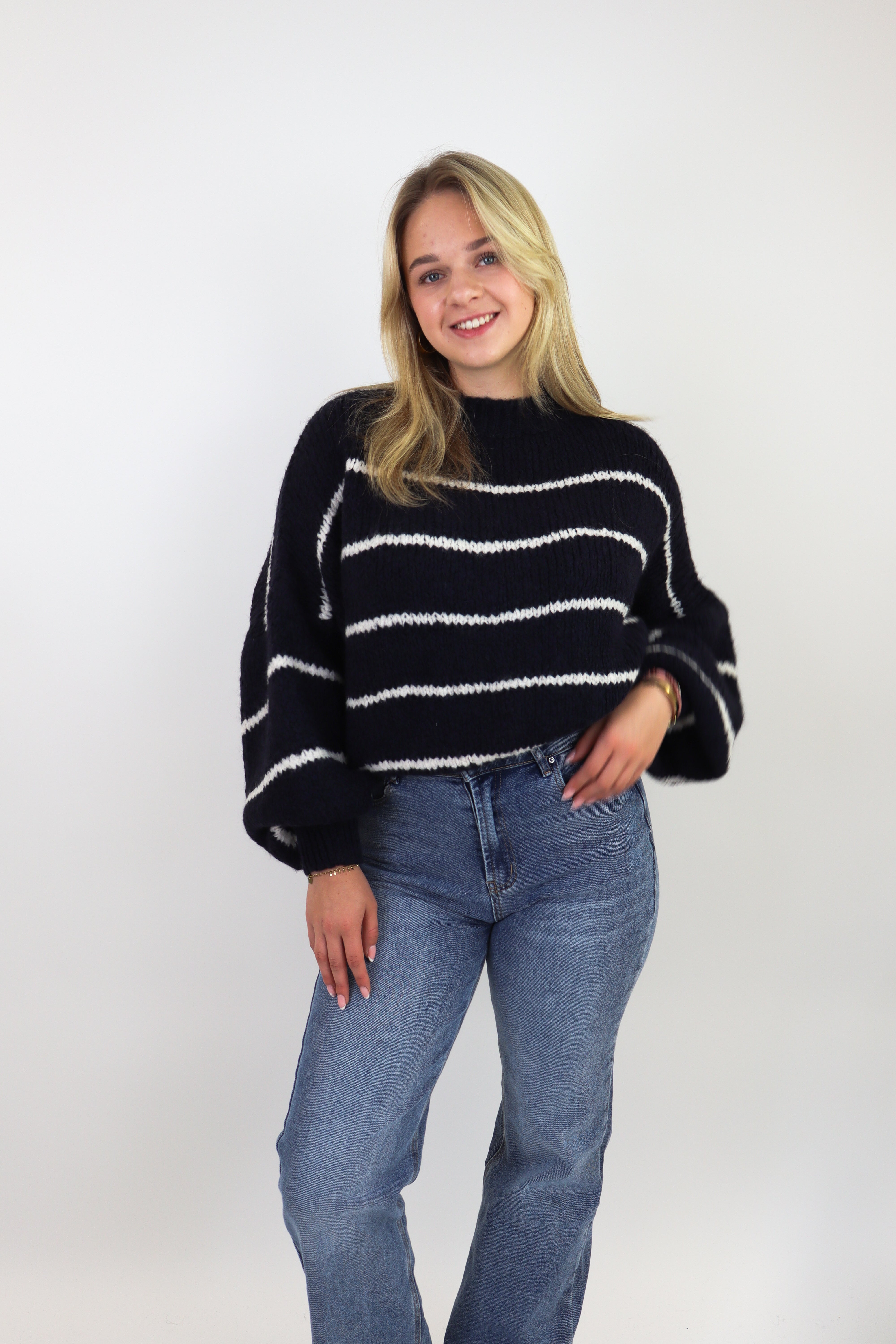 Ella Striped Sweater Navy