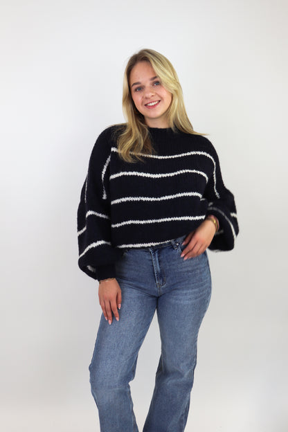 Ella Striped Sweater Navy