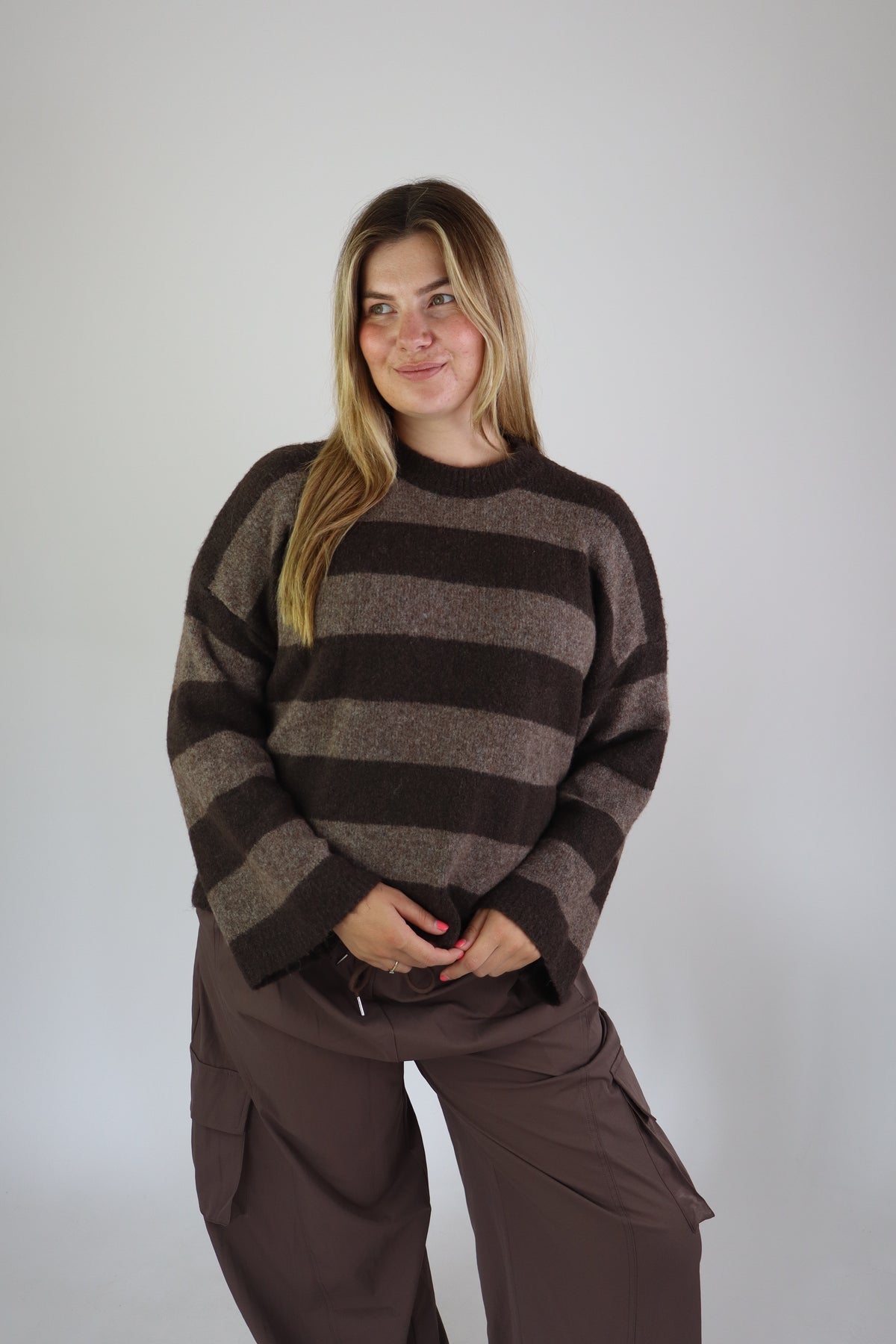 Selina Striped Sweater Brown/Taupe