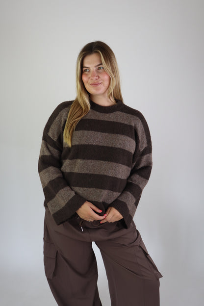 Selina Striped Sweater Brown/Taupe