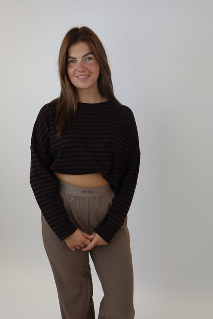 Richelle Striped Top Zwart/Bruin
