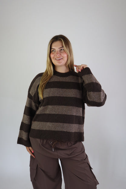 Selina Striped Sweater Brown/Taupe