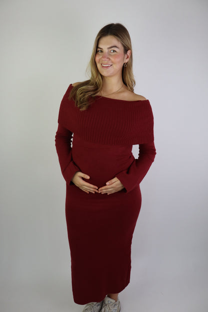 Ceyda Off Shoulder Dress Bordeaux