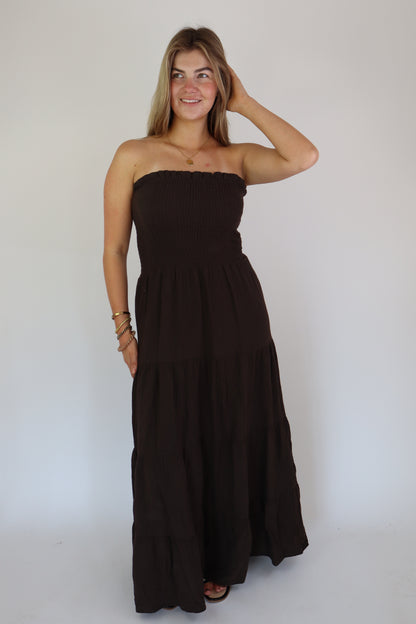 Katoenen Maxi Dress Brown