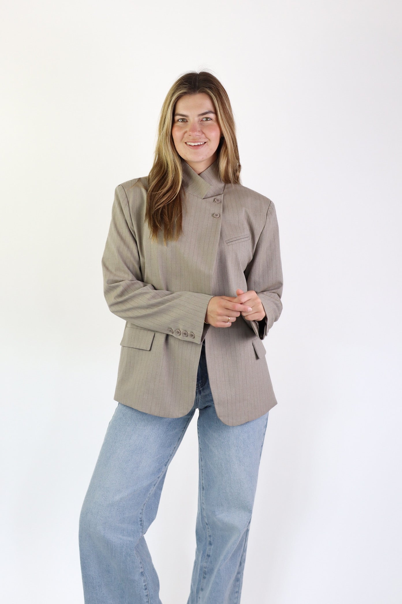 Kim Blazer Striped Taupe