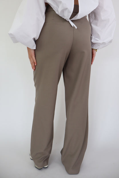 Bowie Wide Leg Pantalon Taupe