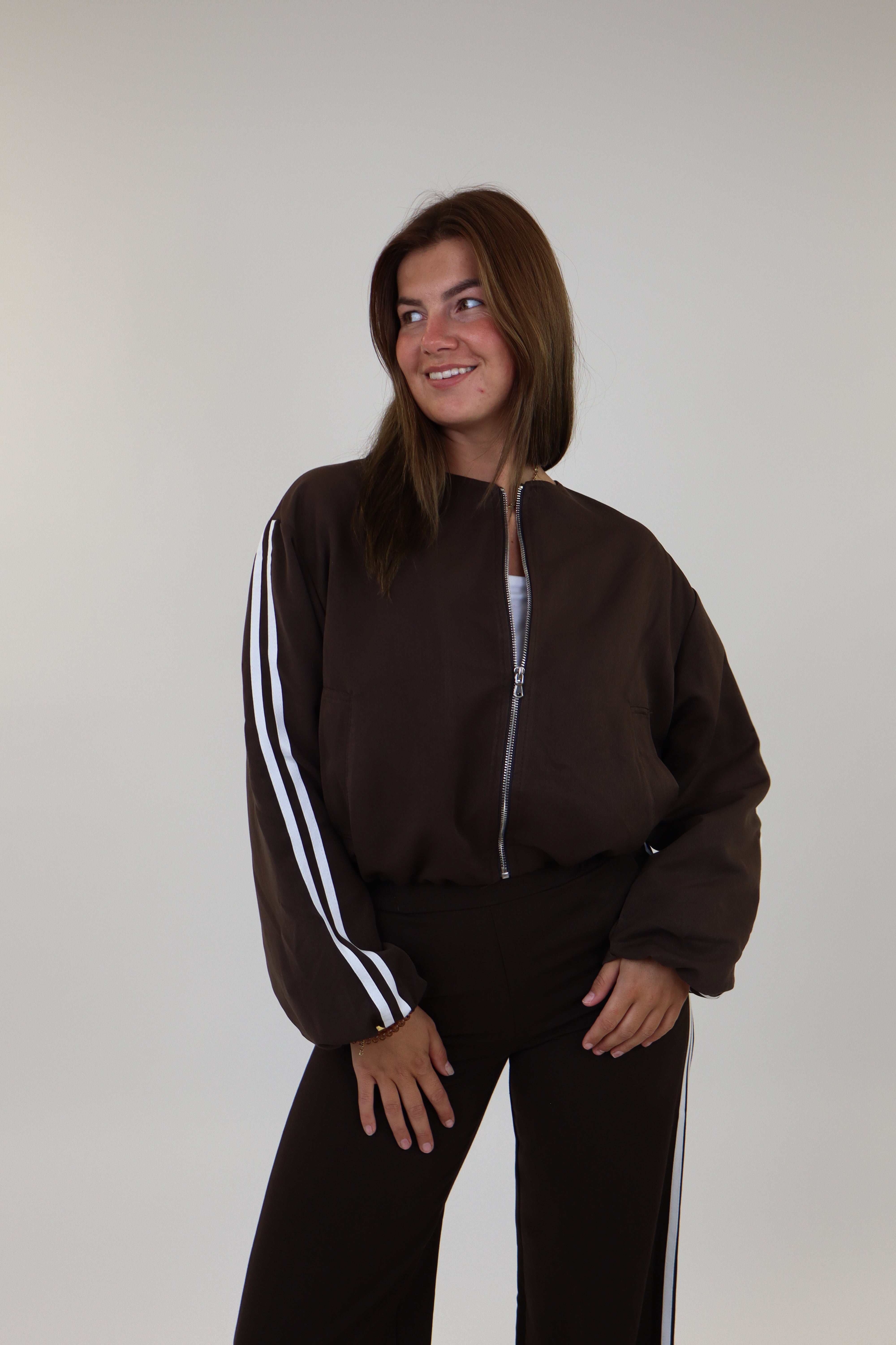 Ivana Striped Jacket | Brown