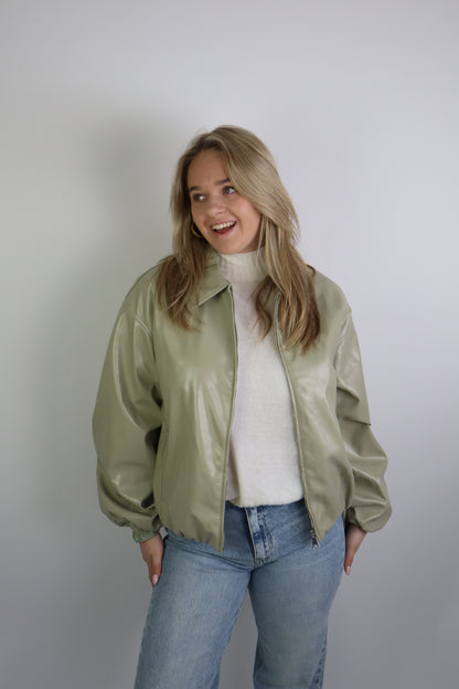 Natasja Leather Jacket Light Green