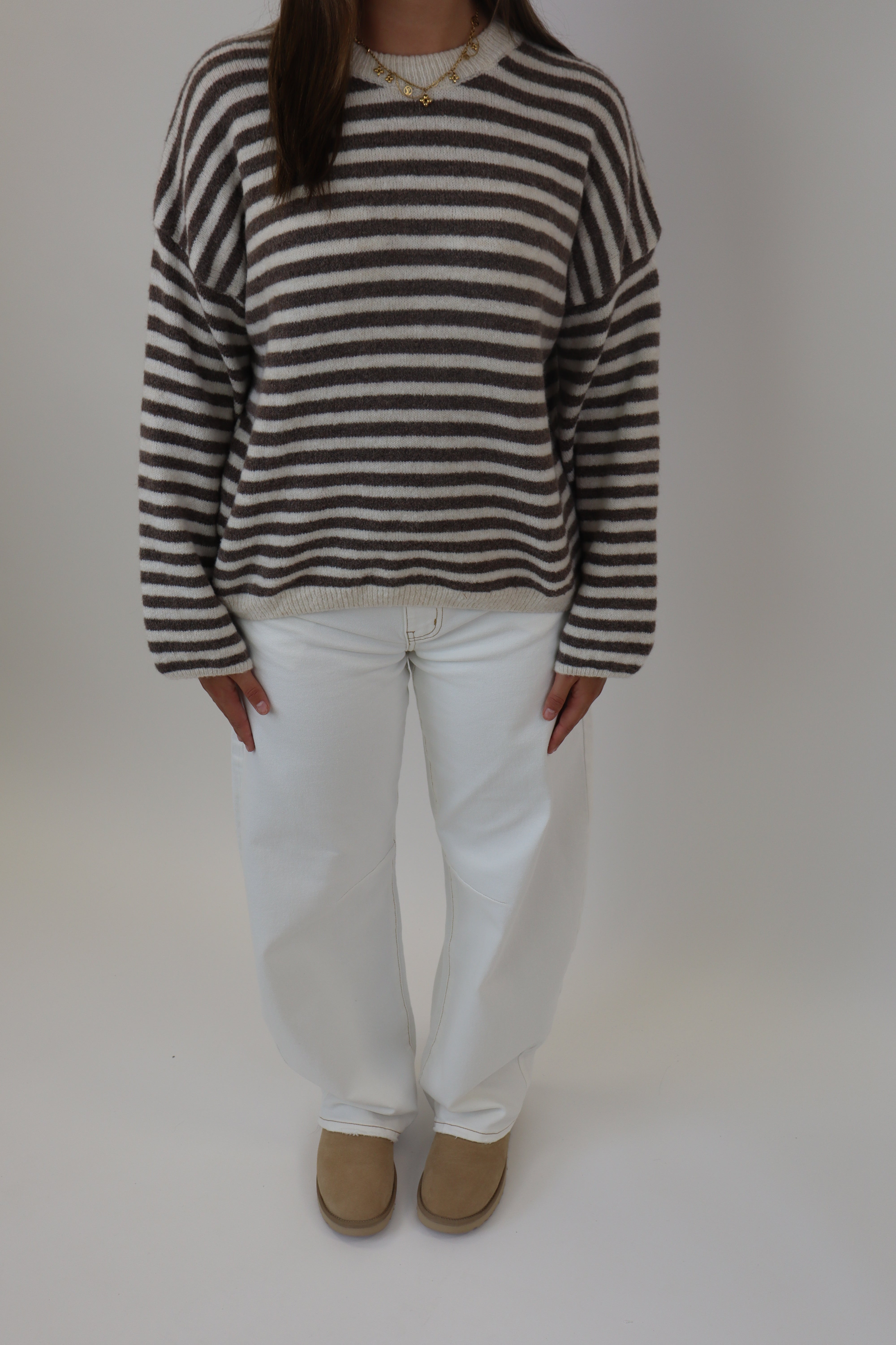 Myrthe Striped Sweater | Taupe