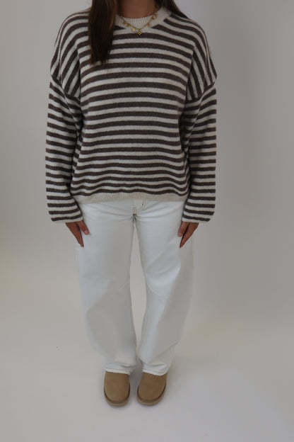 Myrthe Striped Sweater | Taupe