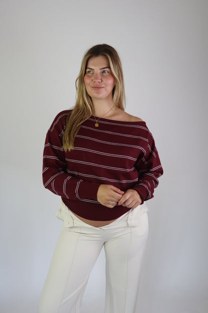 Emmy Off Shoulder Knit Bordeaux