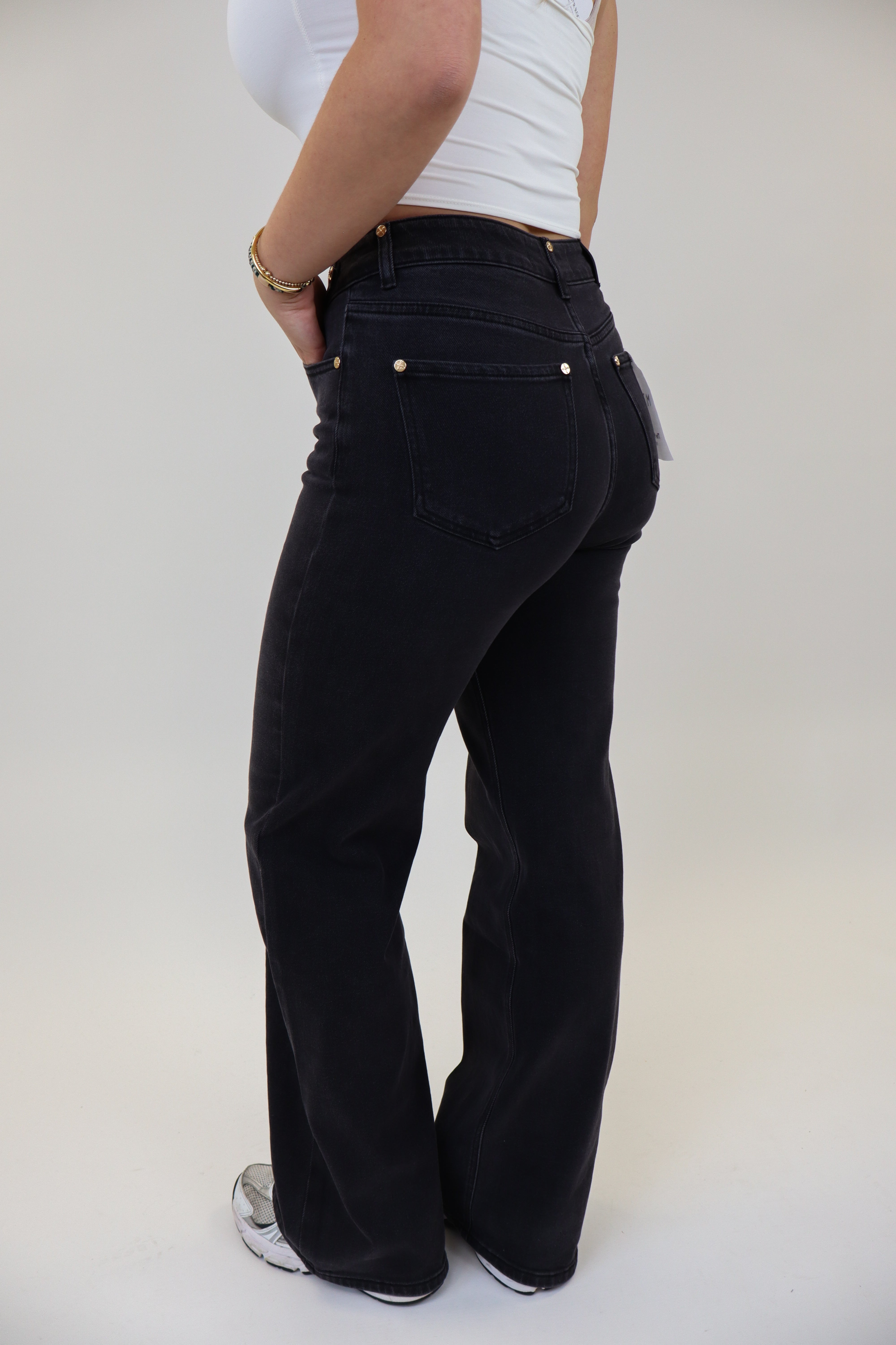 Suzan Wide Leg Jeans | Zwart W3368