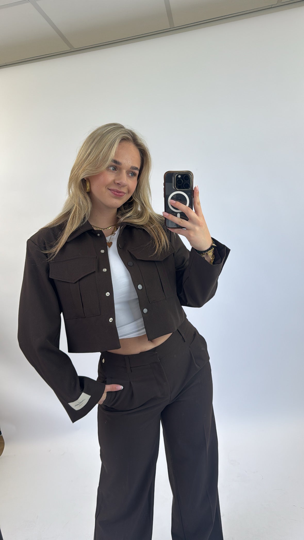 Ambika Studio Cropped Jacket Brown