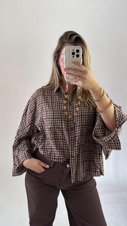 Anouk Plaided Blouse Brown