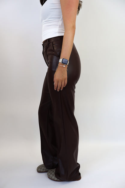 Caitlin Leather Pants Brown
